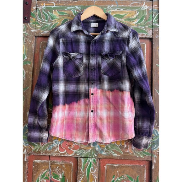 Upcycled/Reworked Flannel Shirt| Butterfly Vintage Patchwork| Cottage Core| XS - Picture 4 of 7